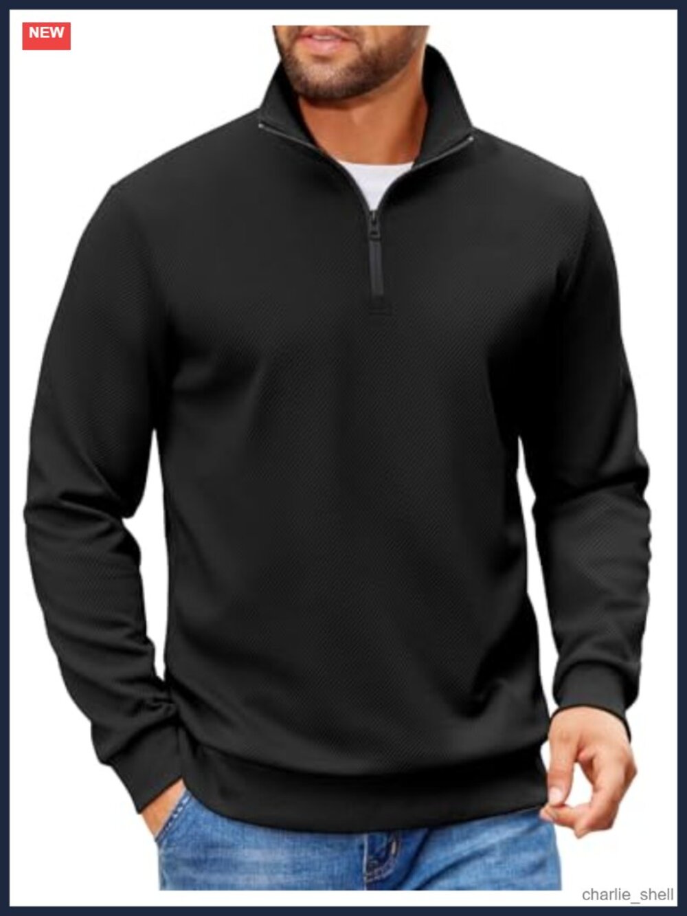 Men's Quarter Zip Pullover Sweatshirt Mock Neck Quilted Lightweight